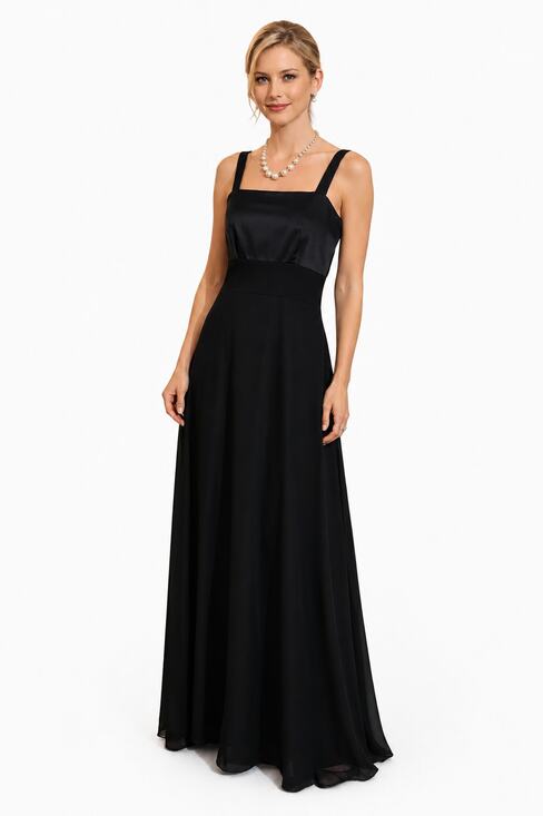 Priscilla of Boston Dresses & Skirts - Priscilla of Boston Black Spaghetti Straps Bow Detail Classic Evening Maxi Dress